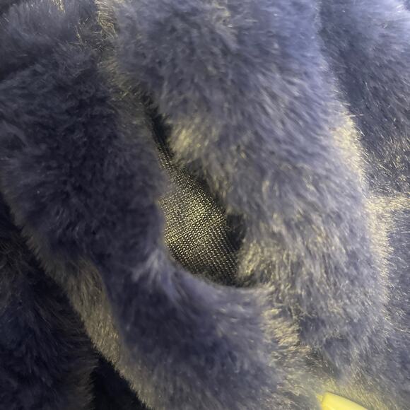 FRENCH CONNECTION sz 2 XS Eclipse Blue Faux Fur Hoodie Full Zip Jacket b133 - Picture 10 of 11